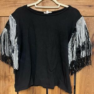 Sequin Fringe sleeve top large